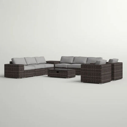8 Person Outdoor Seating Group Elegant And Comfortable Conversation Set For Patios, Decks, Backyards - Espresso / Gray