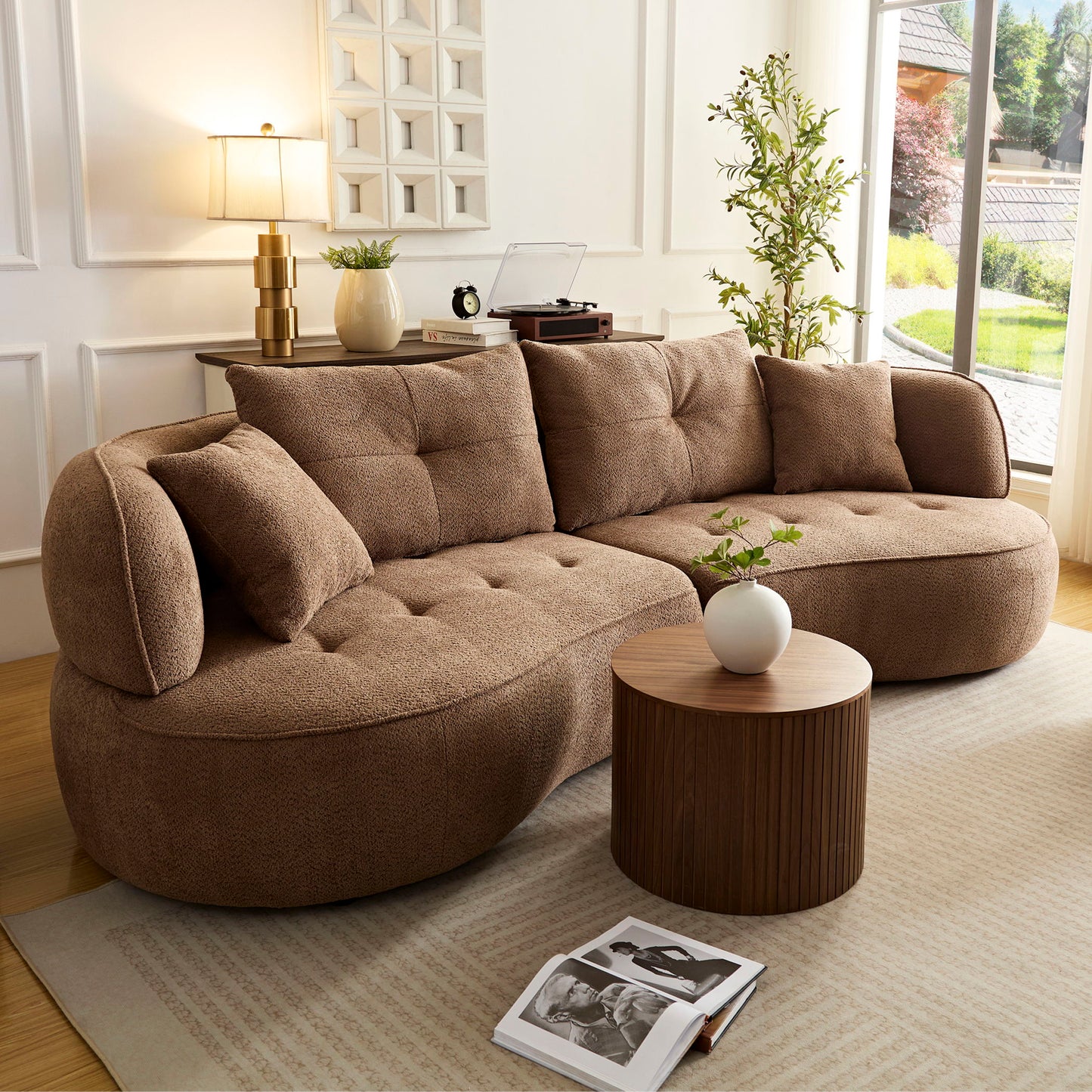 Modular Sofa, Durable Fabric, Solid Wood Frame, High Density Sponge Padding, Seating For 4 - Camel