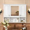Wall Mounted Bathroom Medicine Cabinet, Modern Bathroom Wall Cabinet With Mirror, Mirror Cabinet With Open Shelves - White
