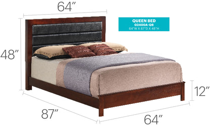 Queen Bed Transitional Elegant - Cherry