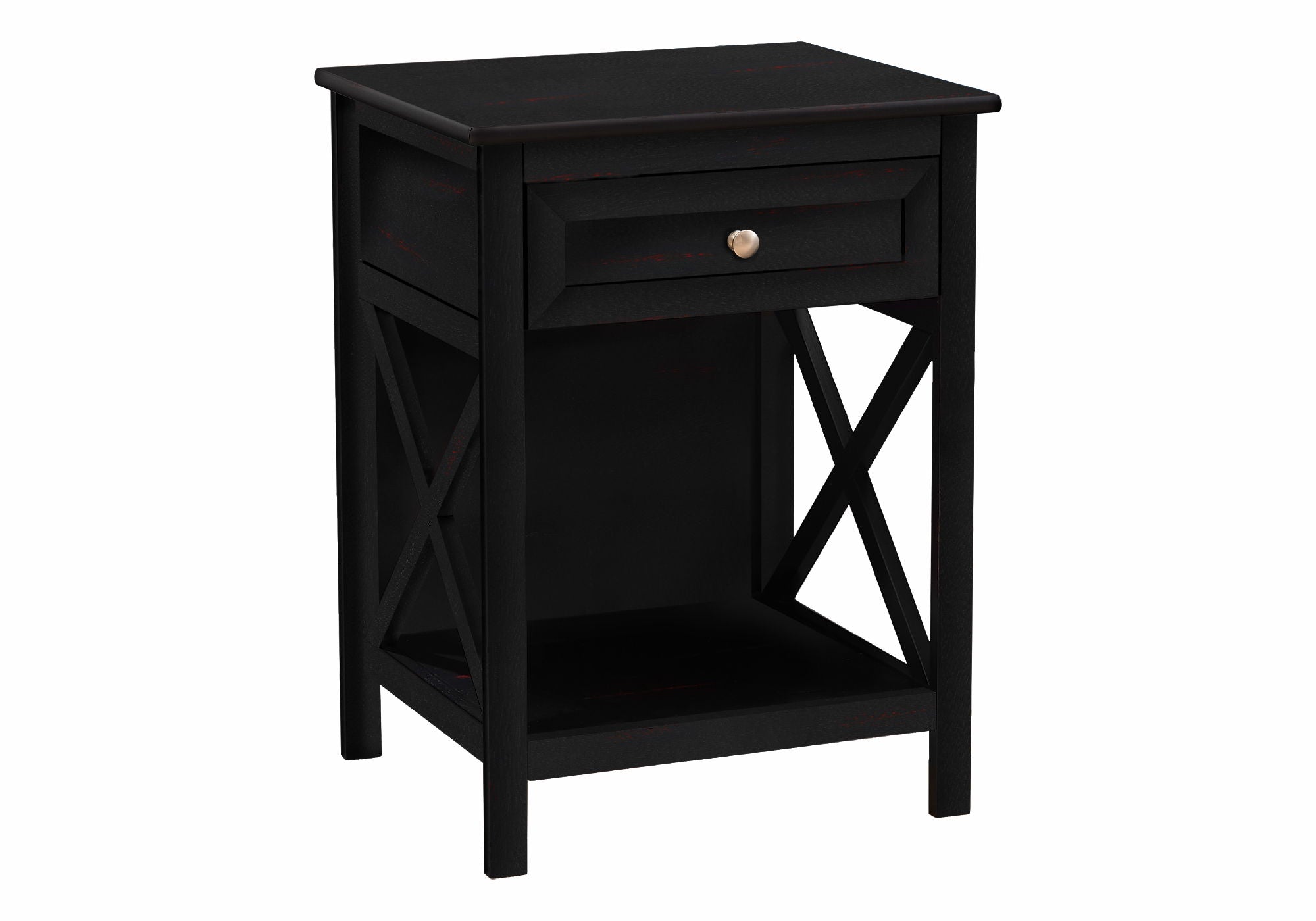 Accent End Table, 2 Tier, Storage Drawer, Transitional - Black