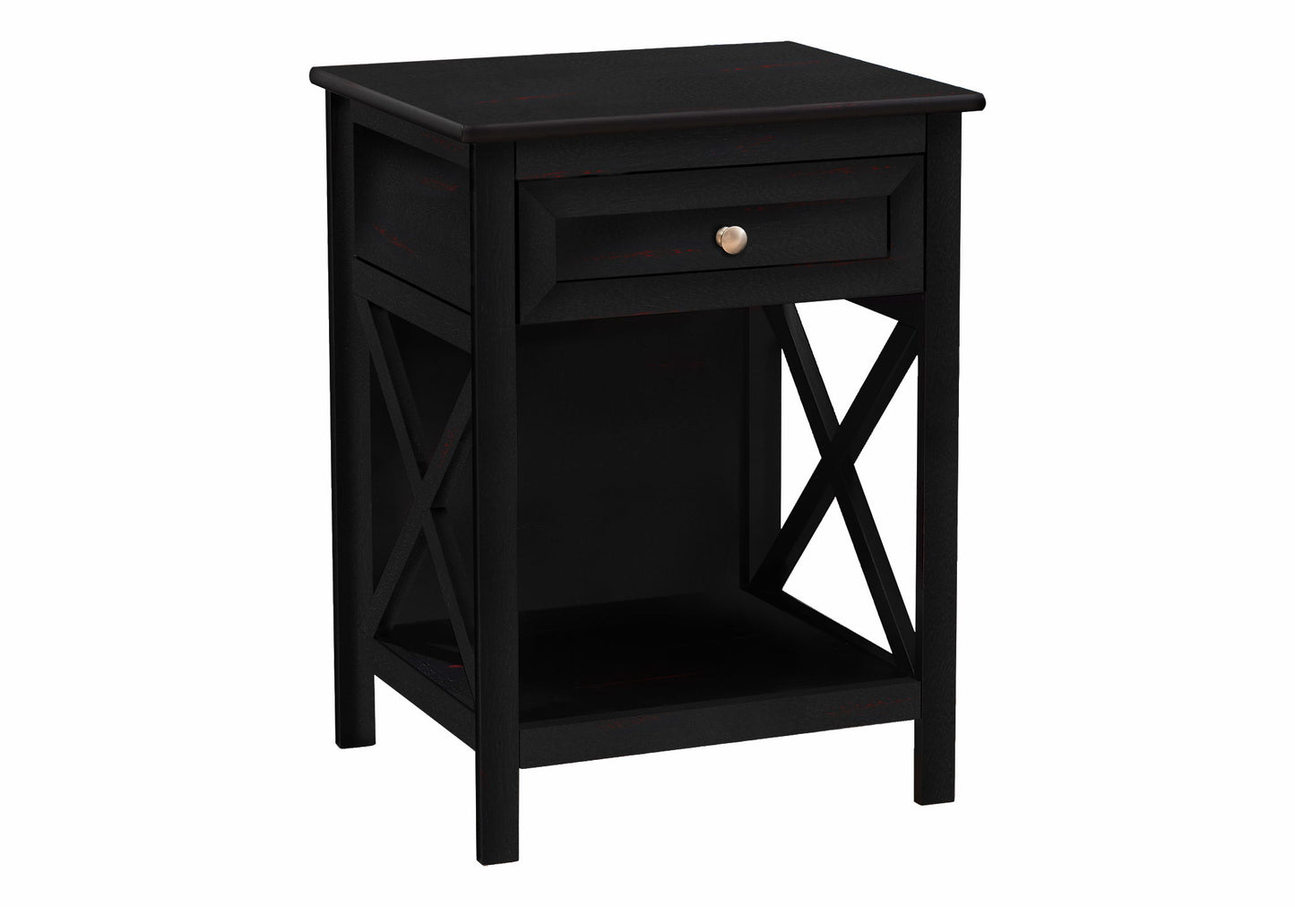 Accent End Table, 2 Tier, Storage Drawer, Transitional - Black