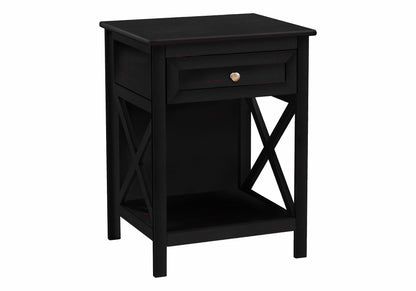 Accent End Table, 2 Tier, Storage Drawer, Transitional - Black