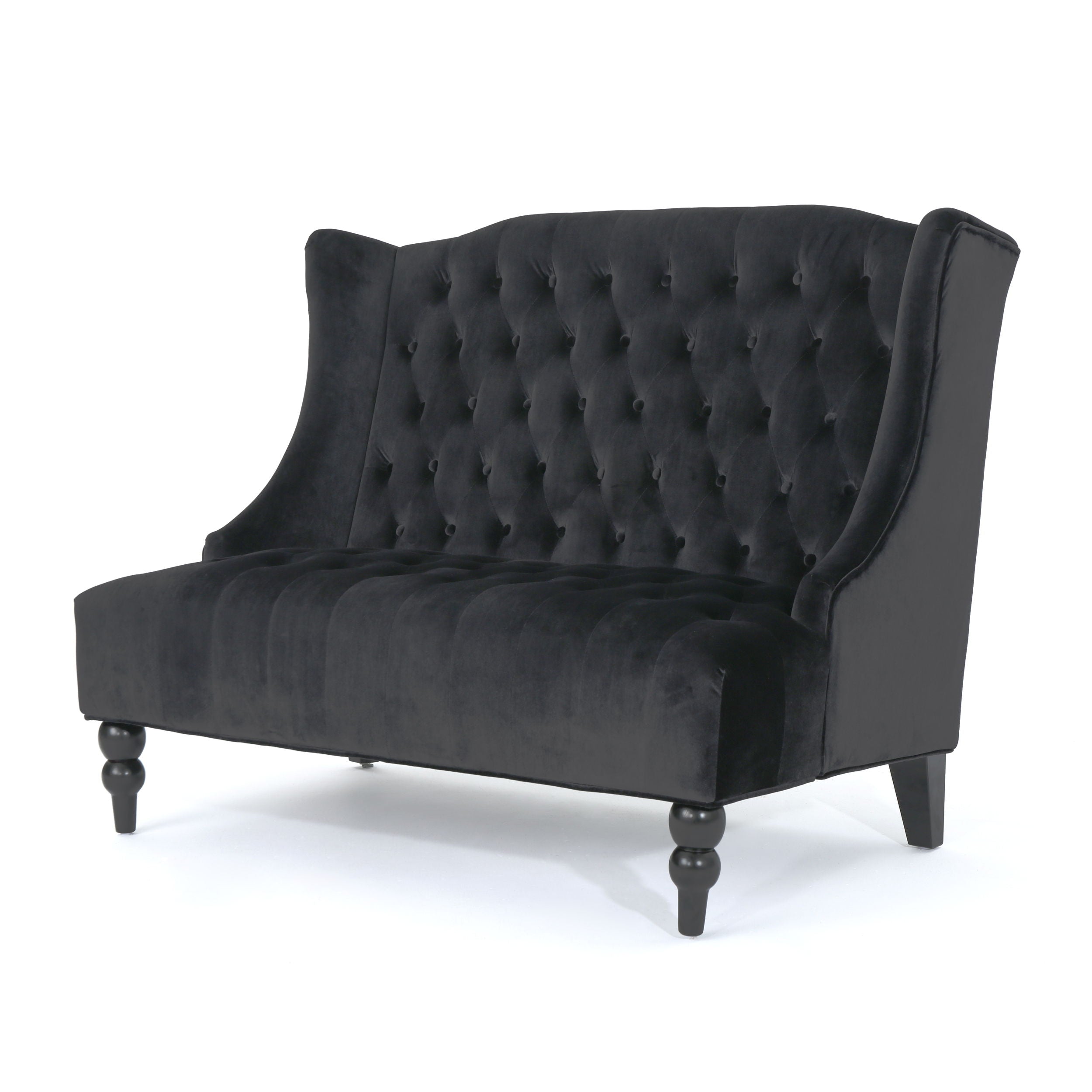 Nurturing - Upholstered Loveseat With Wing Back And Diamond Tufting - Black