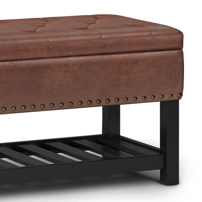 Lomond - Storage Ottoman Bench - Distressed Saddle Brown