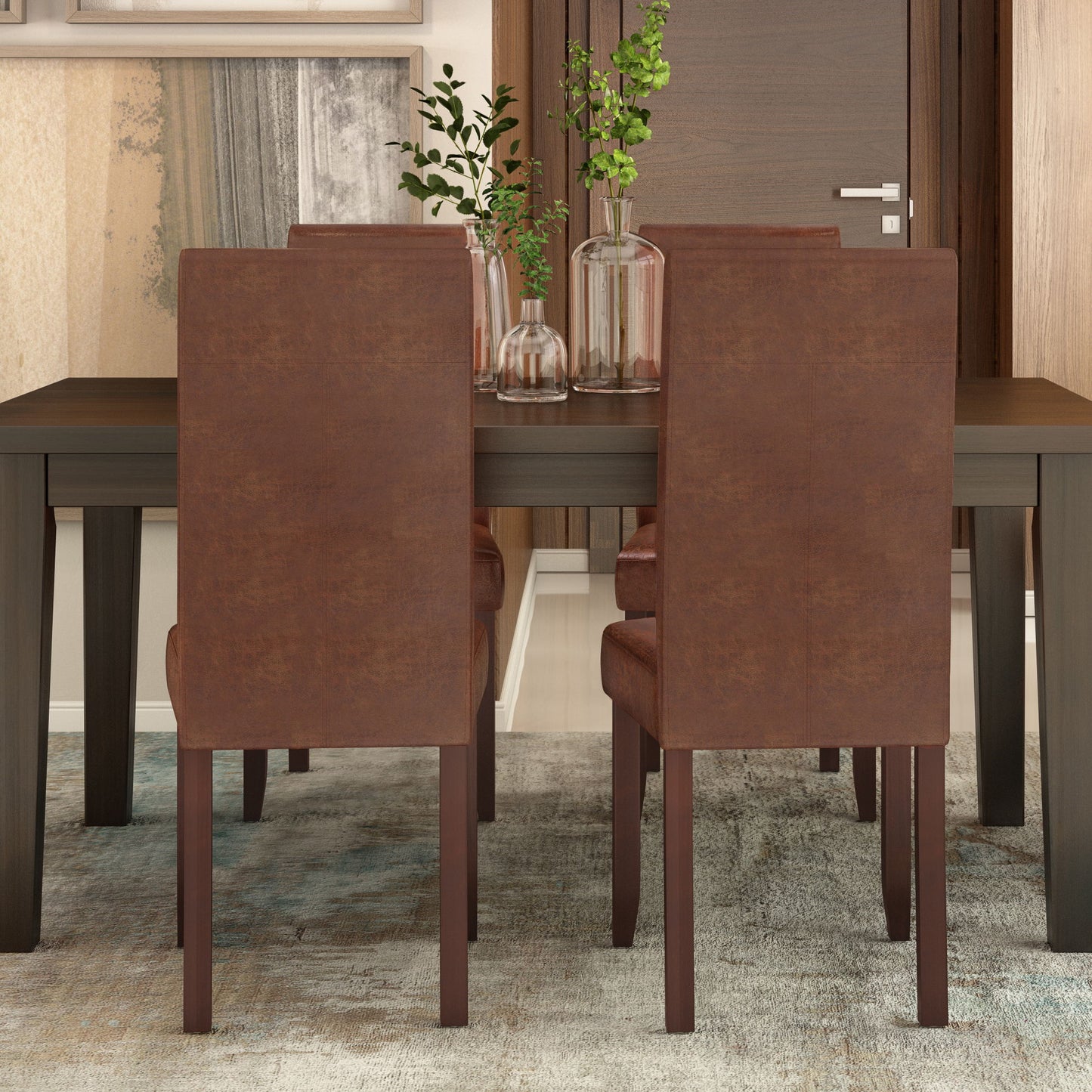 Acadian - Parson Dining Chair (Set of 2) - Distressed Saddle Brown