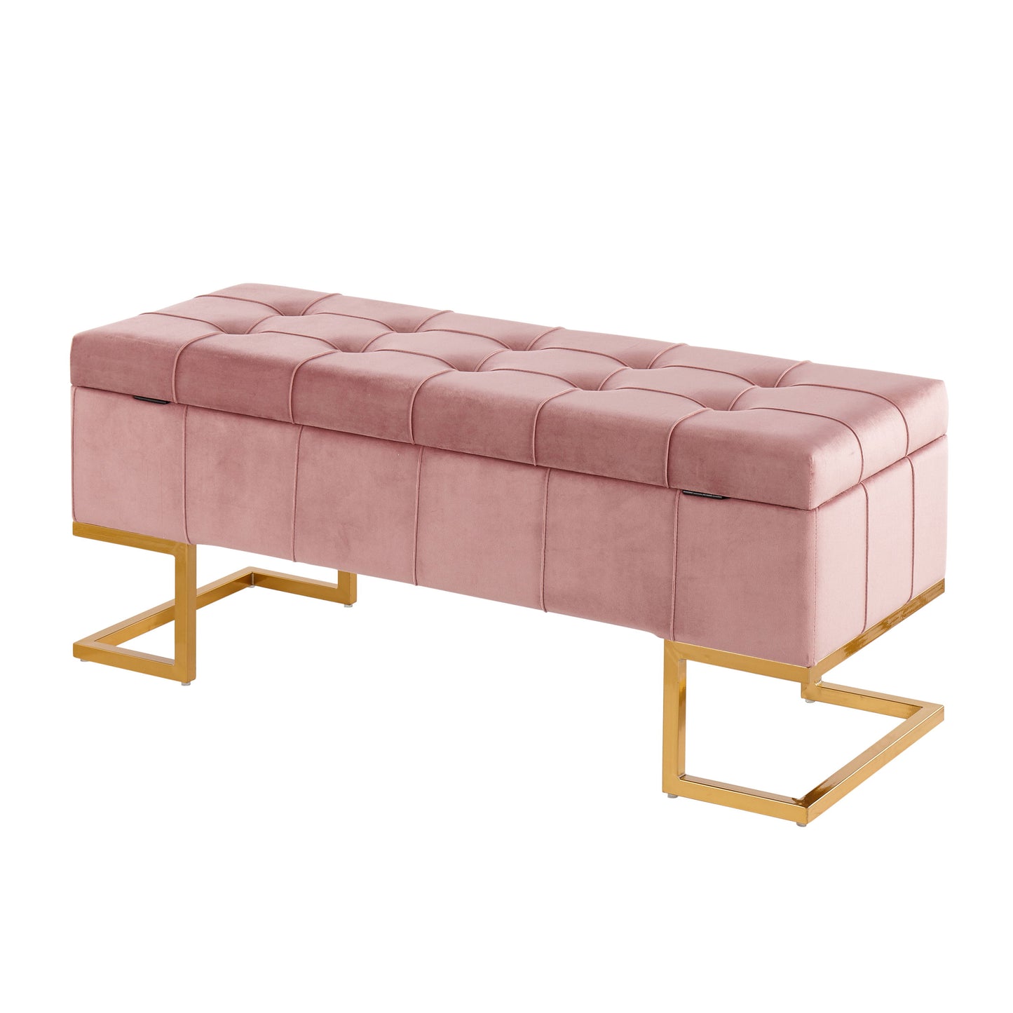 Midas - Contemporary / Glam Storage Bench - Gold / Pink