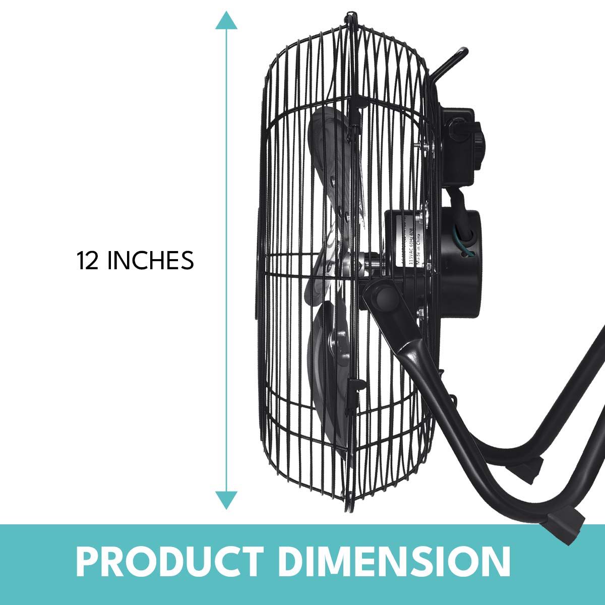 3 Speed High Velocity Industrial Heavy Duty Metal Floor Fan With Tilting Head, For Outdoor / Indoor Use - Black