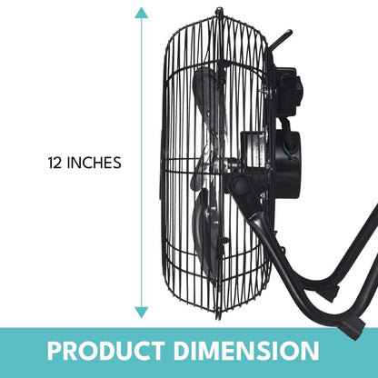 3 Speed High Velocity Industrial Heavy Duty Metal Floor Fan With Tilting Head, For Outdoor / Indoor Use - Black