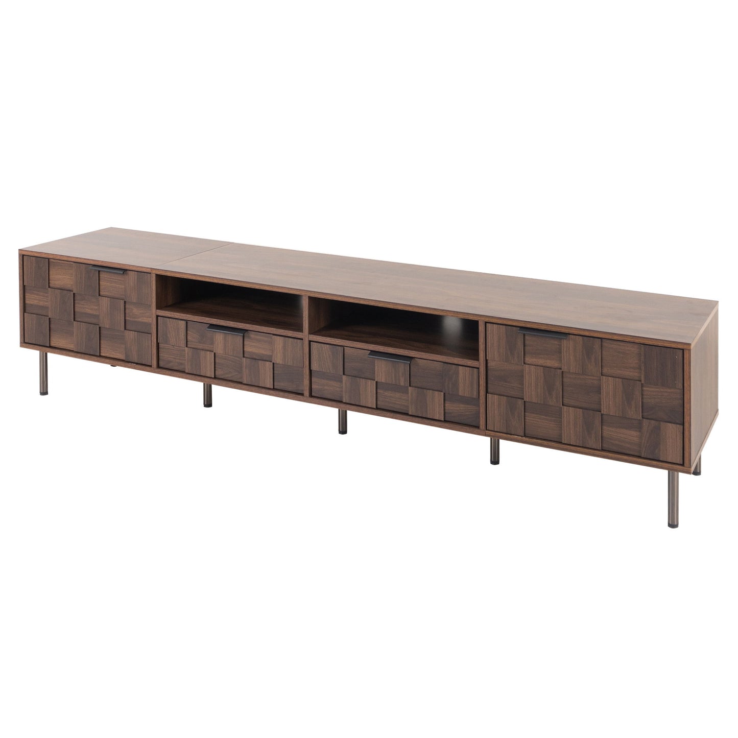 Mid Century TV Stand With 2 Drawers, Media Console Table For Tvs Up To 85'', Entertainment Center With Storage For Living Room - Dark Brown