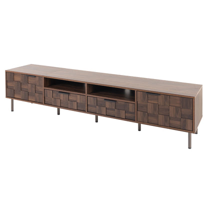 Mid Century TV Stand With 2 Drawers, Media Console Table For Tvs Up To 85'', Entertainment Center With Storage For Living Room - Dark Brown
