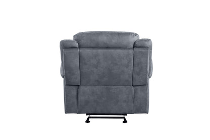 Zubaida - Two Tone Velvet 3 Piece Recliner Living Room Set - Gray