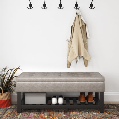 Cosmopolitan - Storage Ottoman Bench With Open Bottom - Distressed Gray Taupe