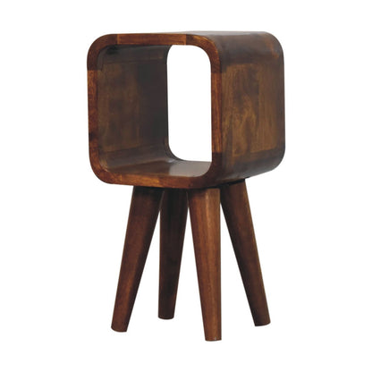 Extra Mini Minimalist Open Curved Bedside Table - Chestnut