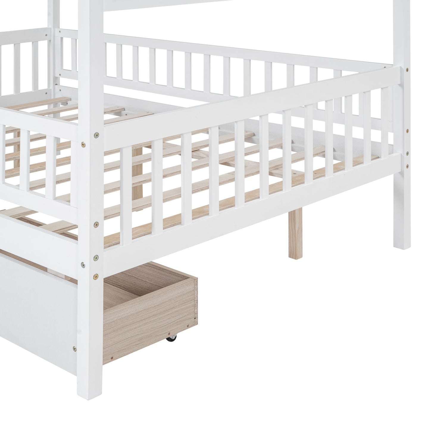 Full Size House Bed With 2 Drawers - White