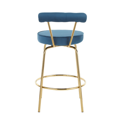 Rhonda - Glam Counter Stool (Set of 2) - Gold / Blue