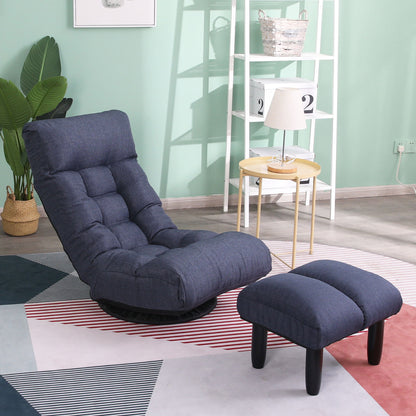 Adjustable Japanese Reclining Floor Chair Sofa With Metal Frame For Living Room & Balcony - Navy