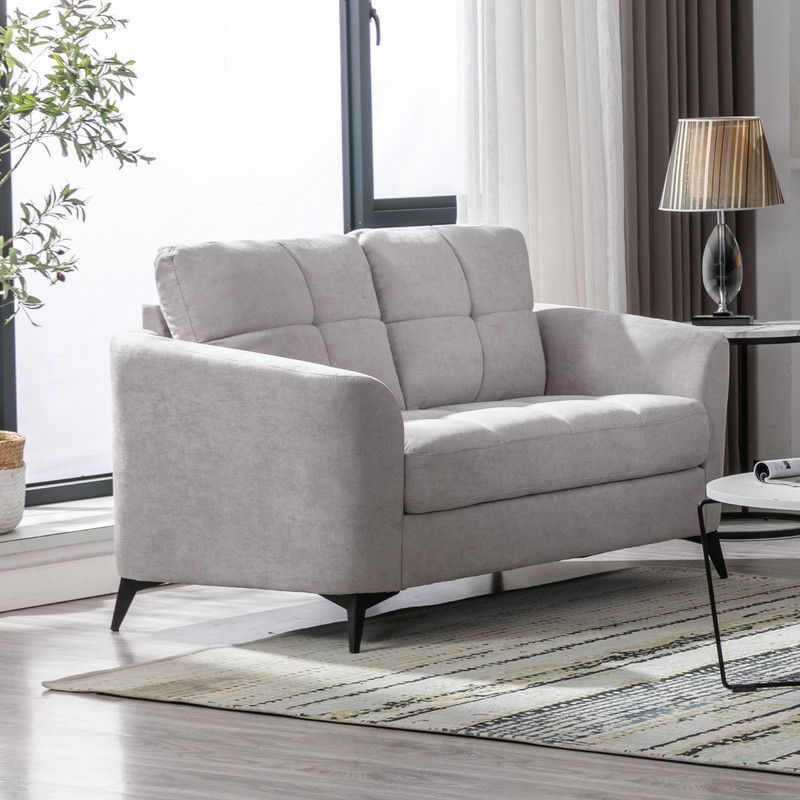 Callie - Woven Fabric Loveseat - Light Gray