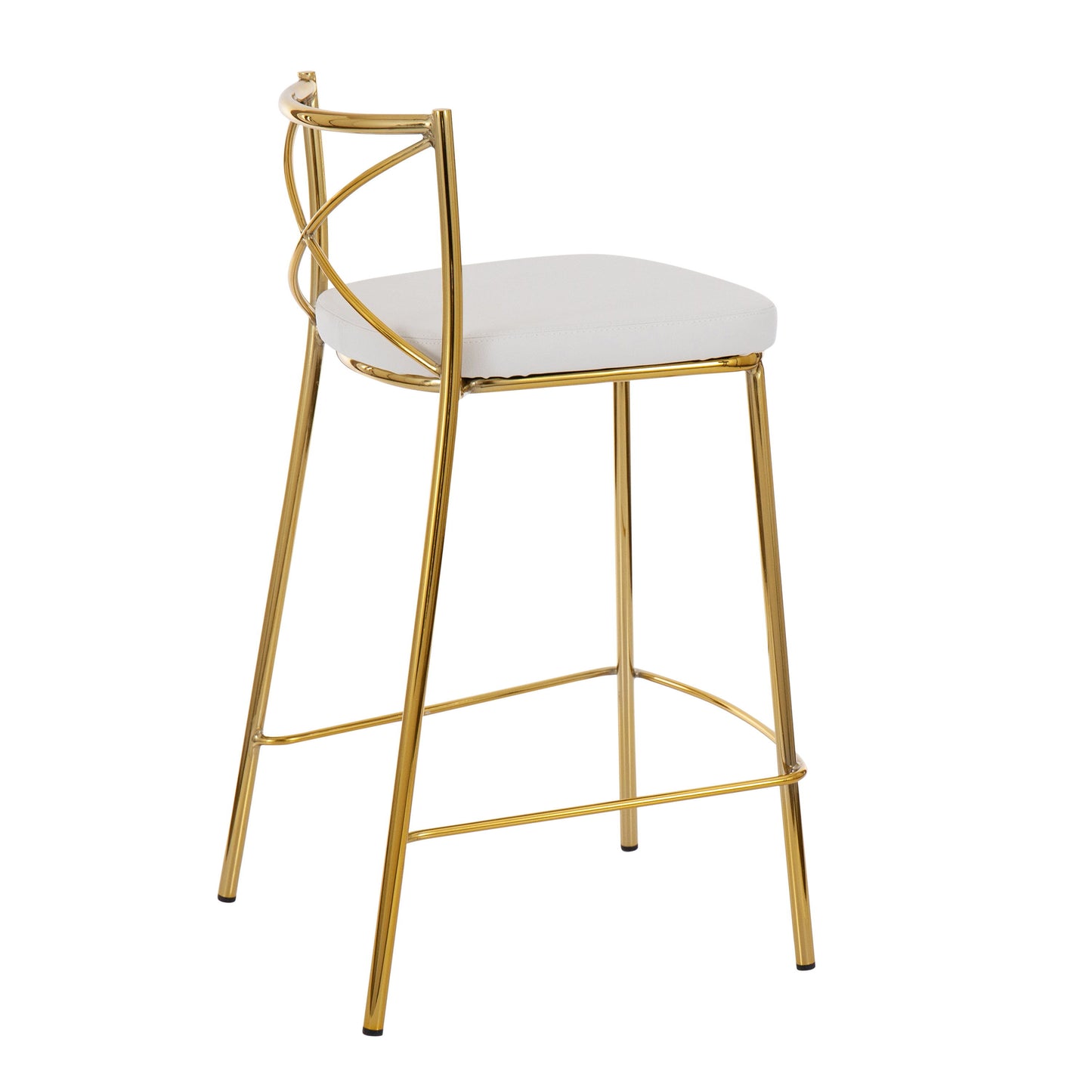 Modern Charlotte - Contemporary Fixed Height Counter Stool (Set of 2) - Gold / White