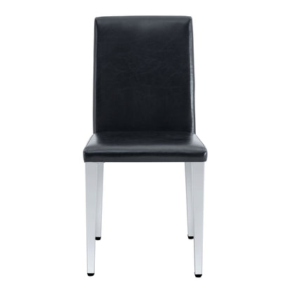 (Set of 2) Backrest Chairs With Metal Legs, They Are Ideally Suited For Minimalist And Contemporary Home Styles - Black / Silver