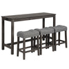 4 Piece Bar Table Set With Power Outlet, Bar Table Set With Chairs, Sofa Bar Table With Stools, Behind Couch Table With 3 Padded Stools, For Living Room, Dining Room - Dark Gray