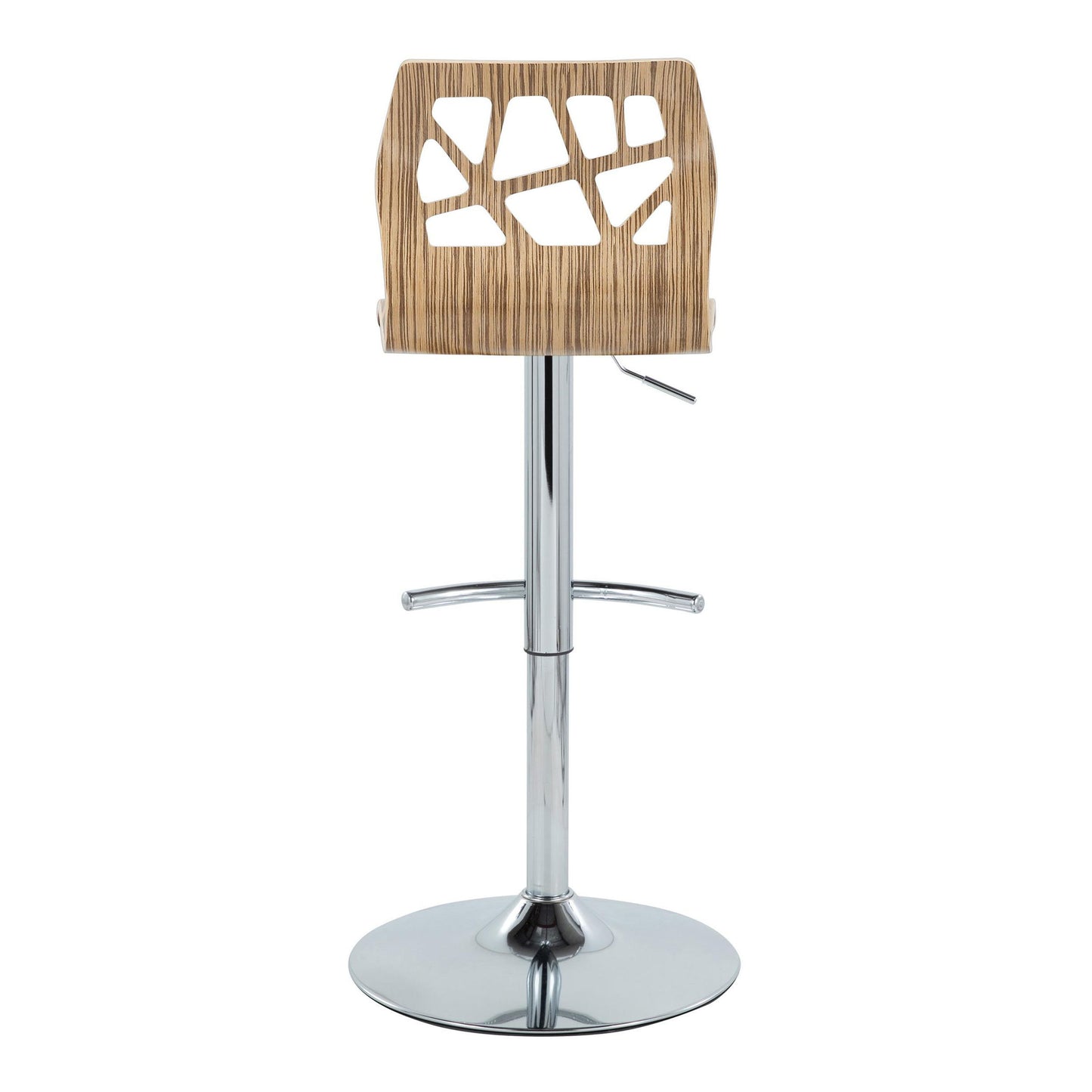 Folia - Mid-Century Modern Adjustable Barstool With Swivel With Rounded T Footrest (Set of 2) - Chrome / Zebra / Cream