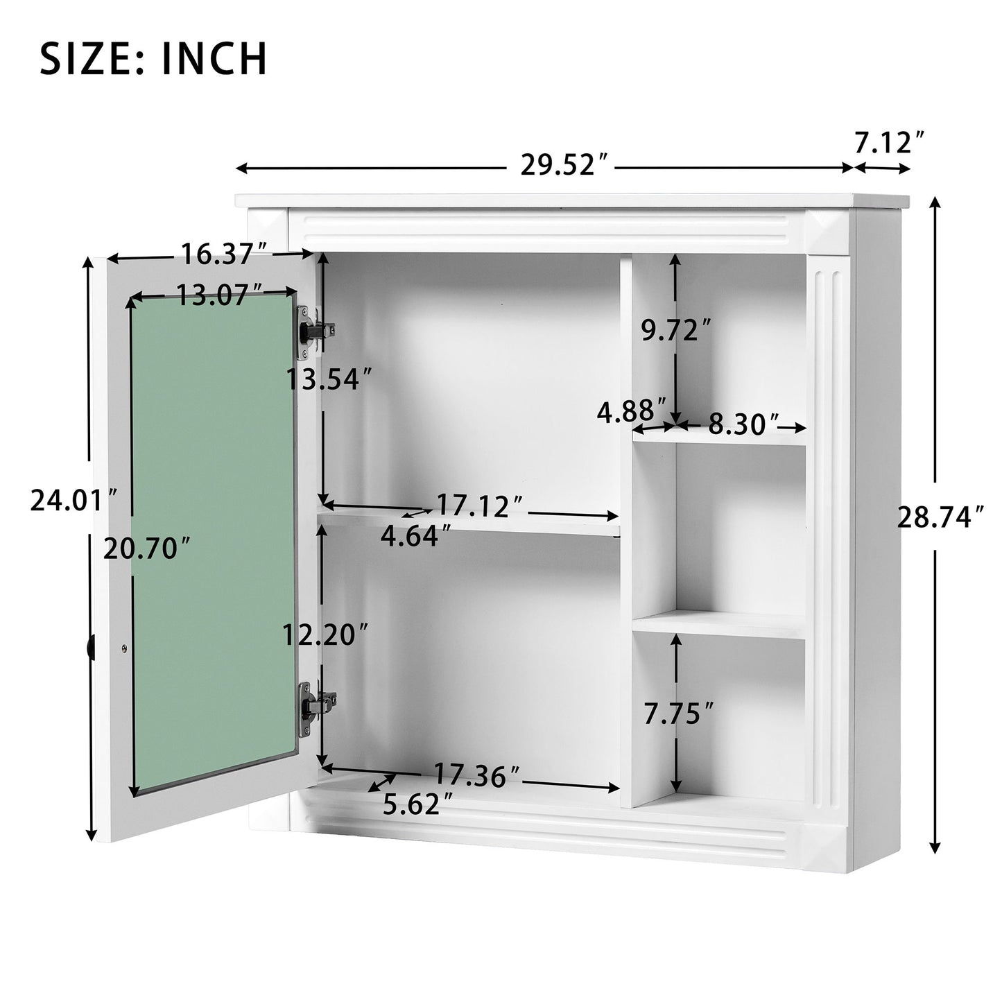 Bathroom Medicine Cabinet With Mirror, Wall Mounted Mirror Cabinet With Storage Organizer, Over The Toilet Storage White Storage Cabinet For Bathroom - White