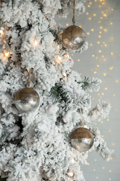 Christmas Ball Ornaments, Wood Decorative Hanging Ball Christmas Tree Ornaments For Holiday Party Decorations (Set of 8) - Brown