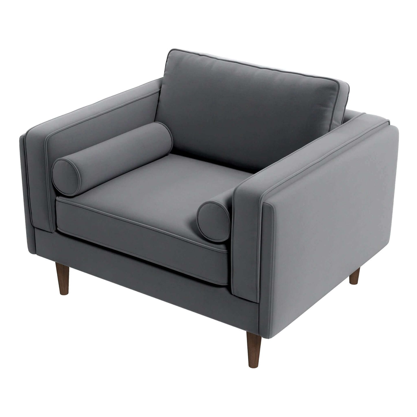 Amber - Velvet Lounge Chair - Brown / Gray