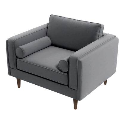 Amber - Velvet Lounge Chair - Brown / Gray