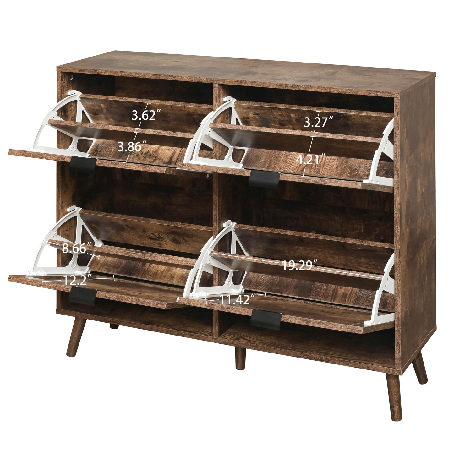 4 Door Shoe Rack, Freestanding Modern Shoe Storage Cabinet, For Entryway - Burly Wood