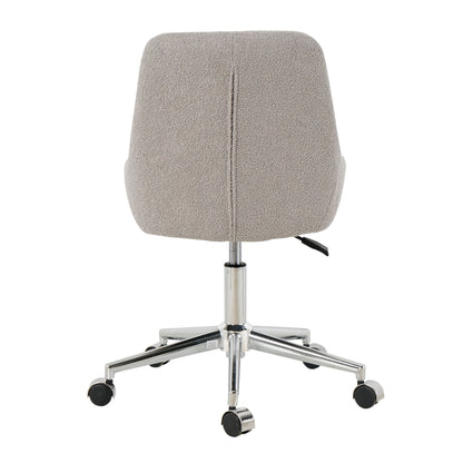 Modern Teddy Fleece Fabric Dining Chair With Chrome Legs, Soft And Comfortable - Gray