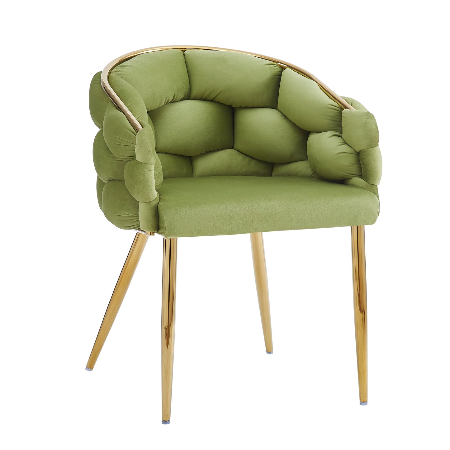 Luxury Handmade Accent Chair (Set of 2) With Gold Legs, Modern Green Velvet Armchair For Living Room And Bedroom - Green