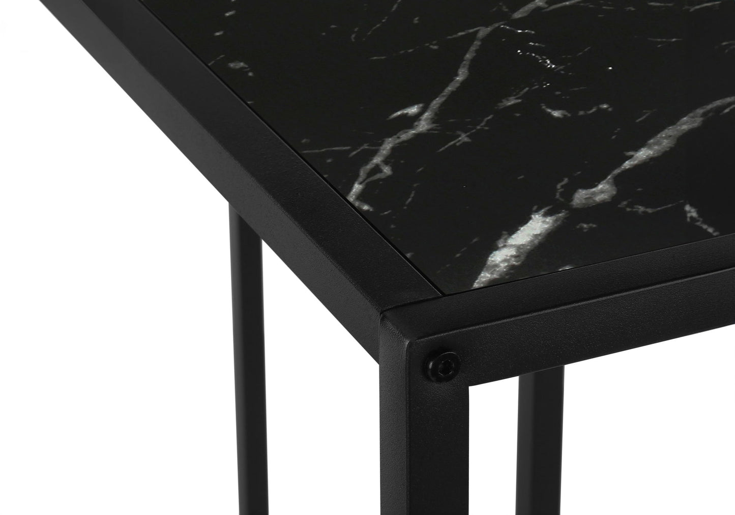 Corner Accent Console Table For Entryway, Marble Look Contemporary & Modern - Black