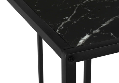 Corner Accent Console Table For Entryway, Marble Look Contemporary & Modern - Black