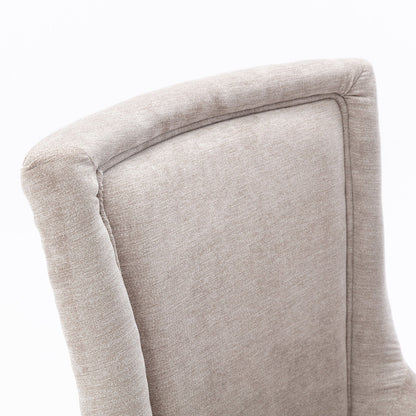 Ultra Side Dining Chair,Thickened Fabric Chairs With Neutrally Toned Solid Wood Legs, Bronze Nail Head (Set of 2) - Beige