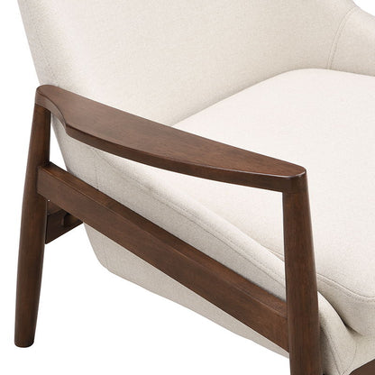 Accent Chair, Mid-Century Modern Armchair With Solid Wood Frame, Reading Leisure Chair With High Back For Living Room - Beige