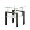 Modern Tempered Glass Tea Table, End Square Table For Living Room - Transparent / Black