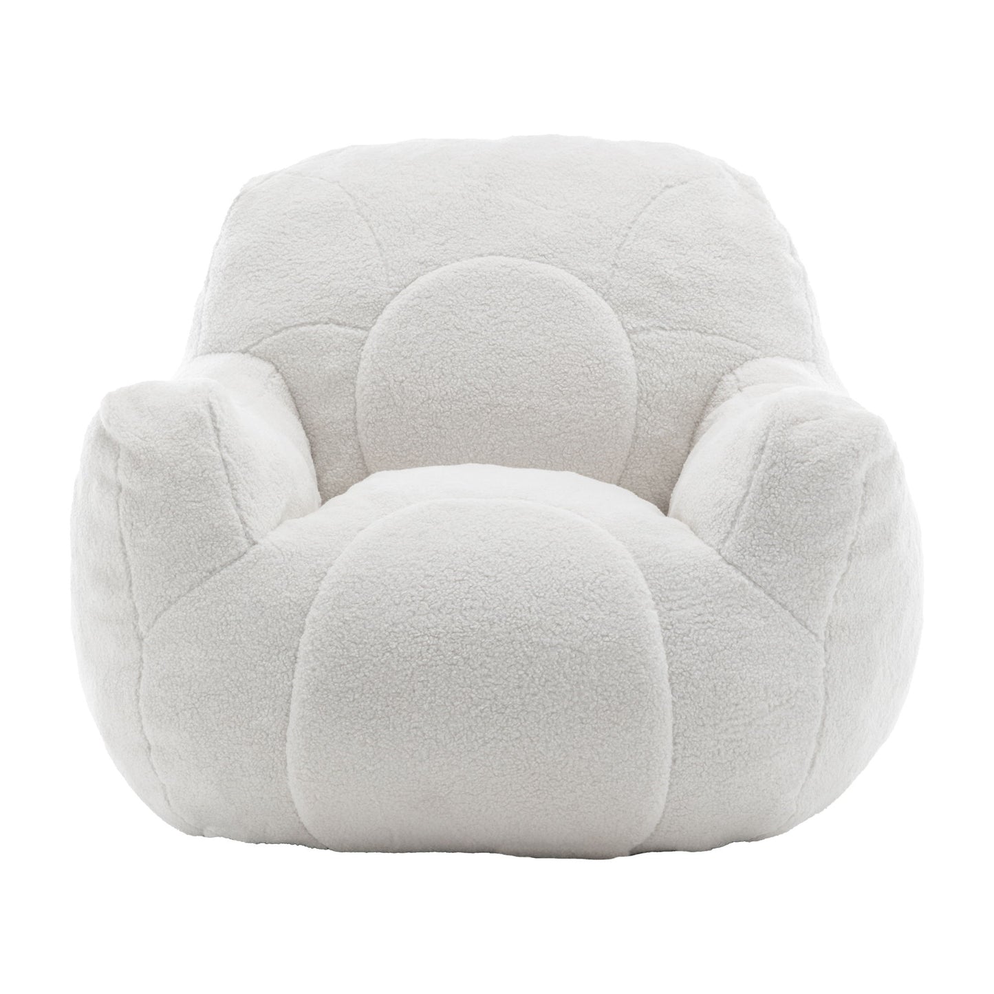 Comfy Bean Bag Chair With Filler, Tufted Memory Foam Sofa Teddy Fabric, Fluffy And Cozy Seating For Dorm, Apartment, Or Living Room - White