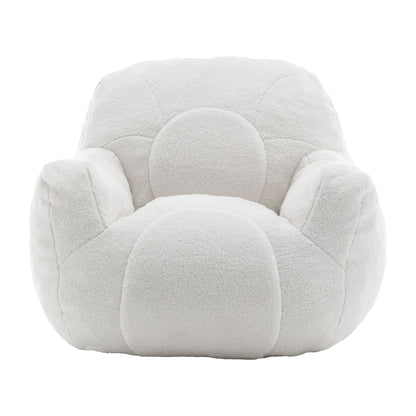 Comfy Bean Bag Chair With Filler, Tufted Memory Foam Sofa Teddy Fabric, Fluffy And Cozy Seating For Dorm, Apartment, Or Living Room - White
