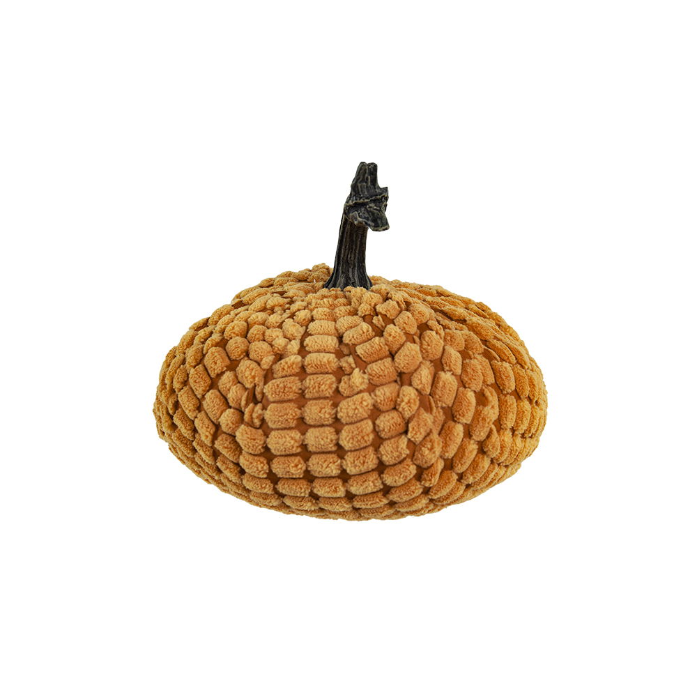 Chenille Weighted Pumpkin Ornament Decor For Holiday Harvest Festival Fall Festival & Thanksgiving (Set of 2) - Orange