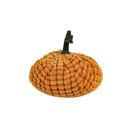 Chenille Weighted Pumpkin Ornament Decor For Holiday Harvest Festival Fall Festival & Thanksgiving (Set of 2) - Orange