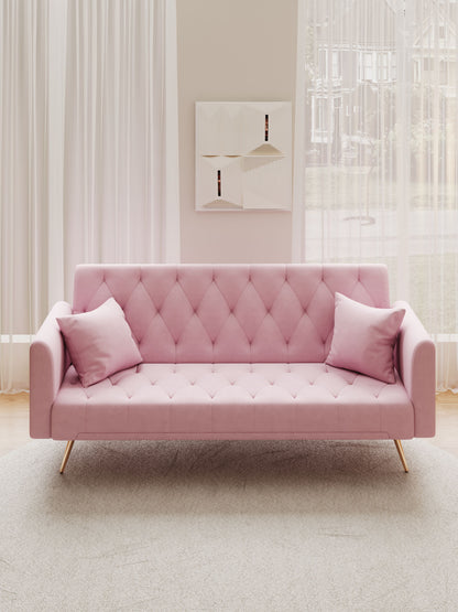 Convertible Double Folding Living Room Sofa Bed - Pink