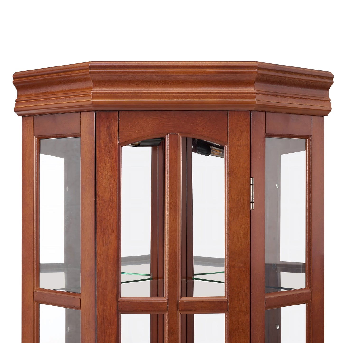 Corner Curio Cabinet With 5 Shelves And Lighting System (E26 Light Bulb Not Included) - Walnut