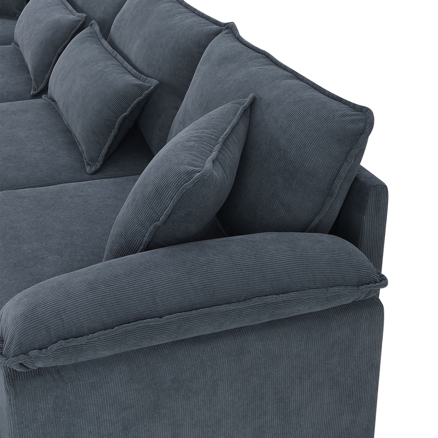 Wide Seat Modular Sectional Bed Sleeper Couch Set With Armrest Pillow 6 Seat, Free Combination Sofa With Ottomans Oversized - Gray