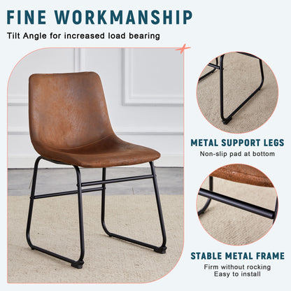 (Set of 4) Retro Chairs, Comfortable Bar Stools, Suitable For Industrial And Vintage Style Environments - Brown