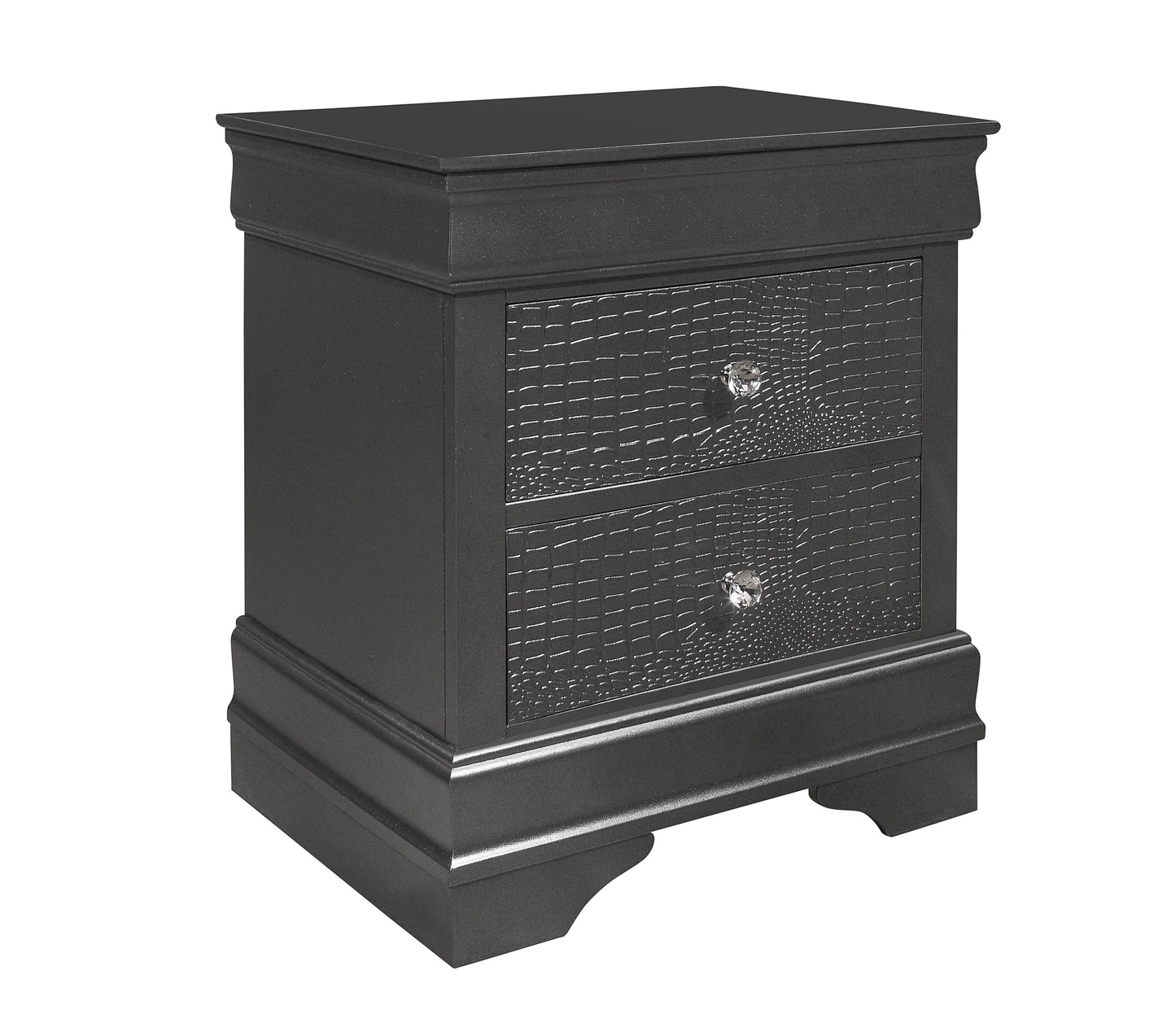 Shaker - Crocodile Metallic Nightstand - Gray