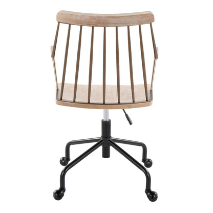 Preston - Farmhouse Adjustable Office Chair - Black / Antique Copper / White Washed
