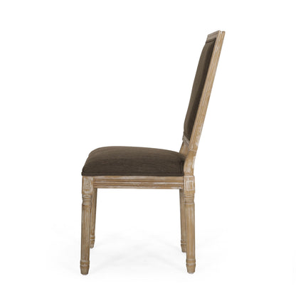 French Country Style Dining Chair Set With Upholstered Seats And Cane Backrest - Brown