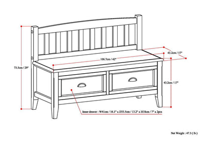 Burlington - Entryway Storage Bench With Drawers - Mahogany Brown